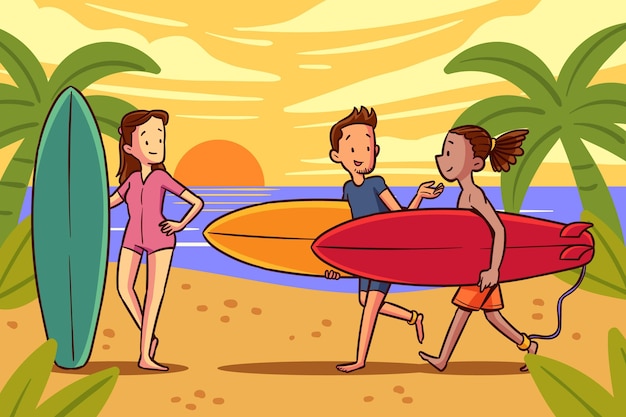 Free Vector beach people concept