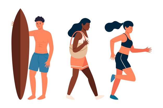 Beach people illustration collection