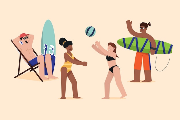 Free Vector beach people illustration concept