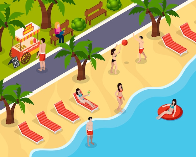 Beach Rest Isometric Composition