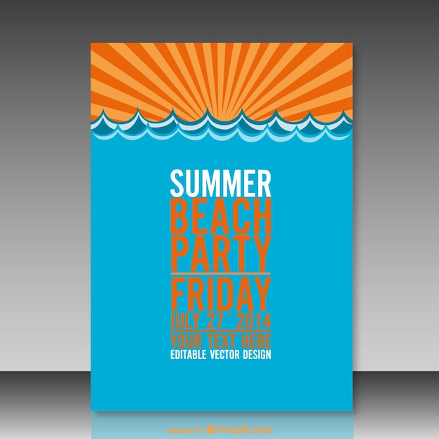 Free Vector beach summer party poster