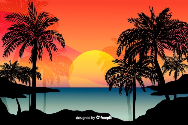 Beach sunset landscape background