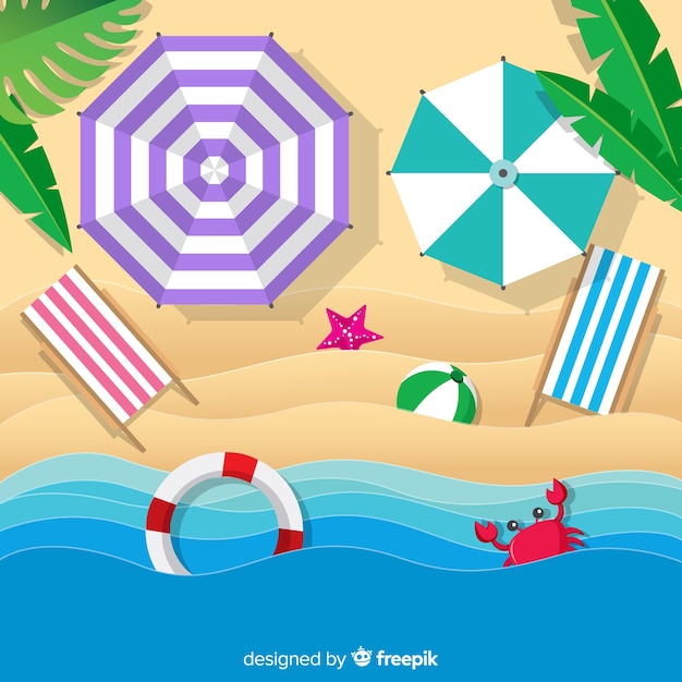 Free Vector beach top view in paper style