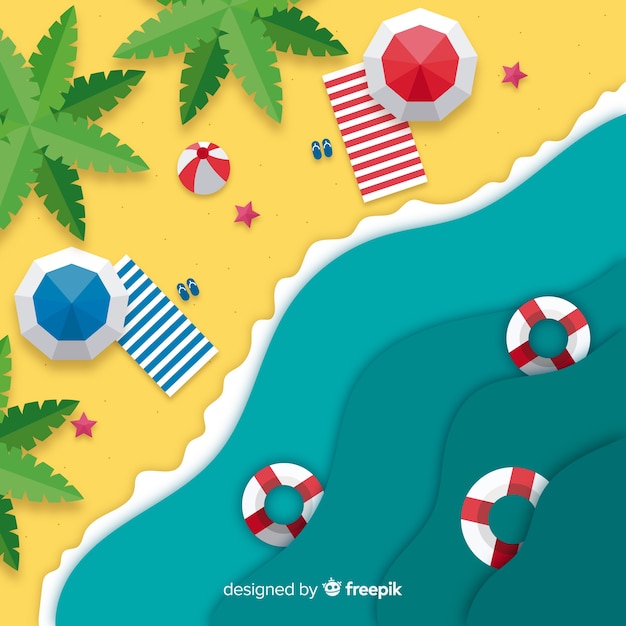 Free Vector beach top view in paper style