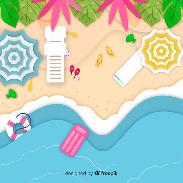 Beach top view in paper style