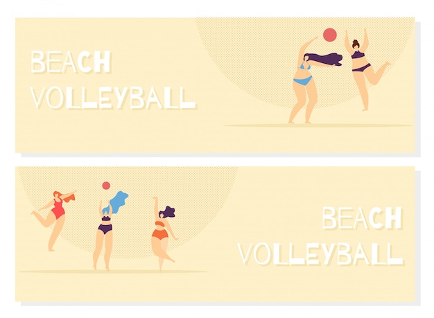 Free Vector beach volleyball playing woman body positive.