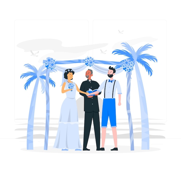 Free Vector beach wedding concept illustration