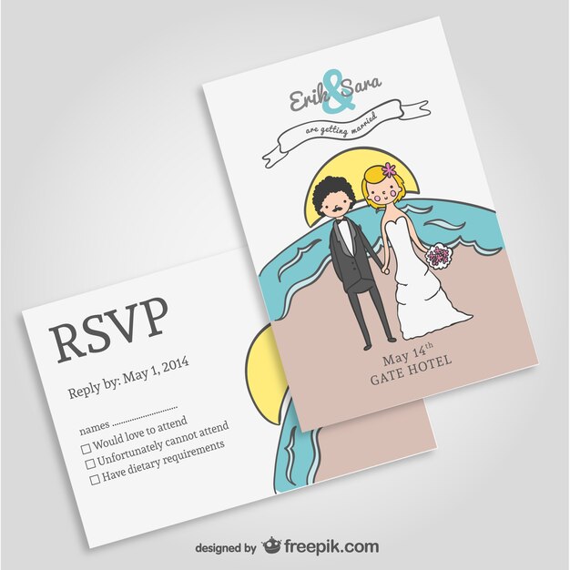 Beach wedding invitation mock-up