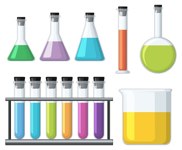 Free Vector beakers with colorful liquid