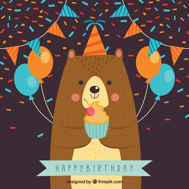 Free Vector bear background celebrating a birthday