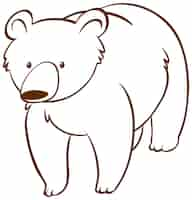 Free vector bear in doodle simple style on white background