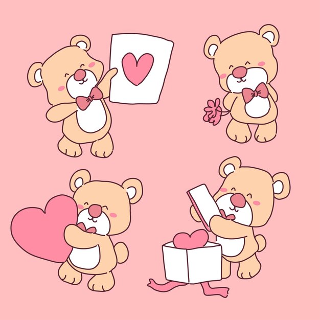 bear in love illustrations set