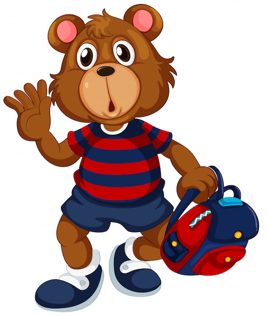 Free Vector bear student with backpack