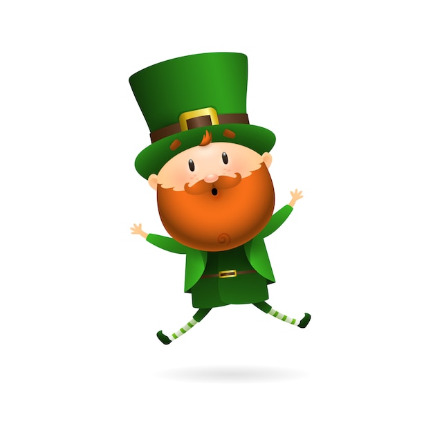 Bearded leprechaun jumping