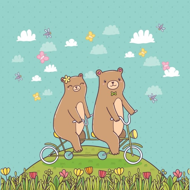 Free Vector bears riding a bike