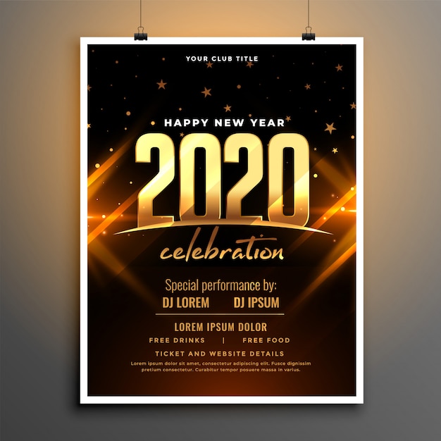 Beautiful 2020 new year celebration poster template design