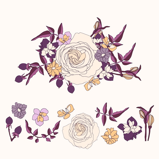 Free Vector beautiful 2d floral bouquet