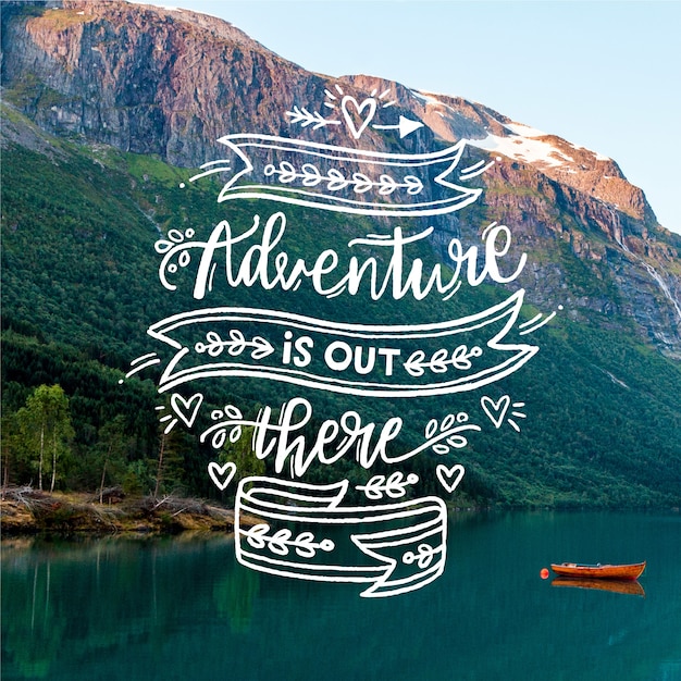 Beautiful adventure travel lettering