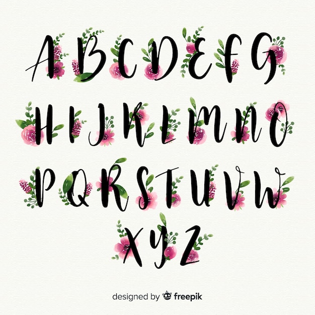 Beautiful alphabet with flowers