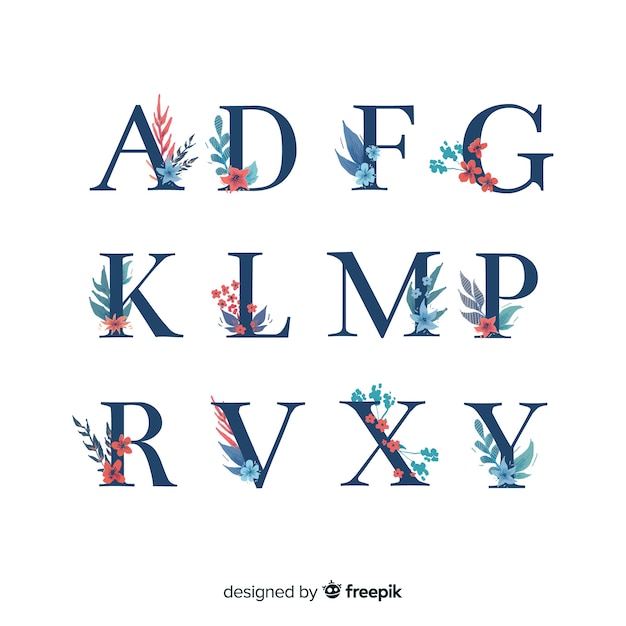 Beautiful alphabet with flowers