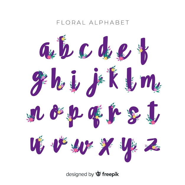 Beautiful alphabet with flowers