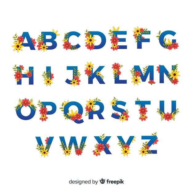 Beautiful alphabet with flowers