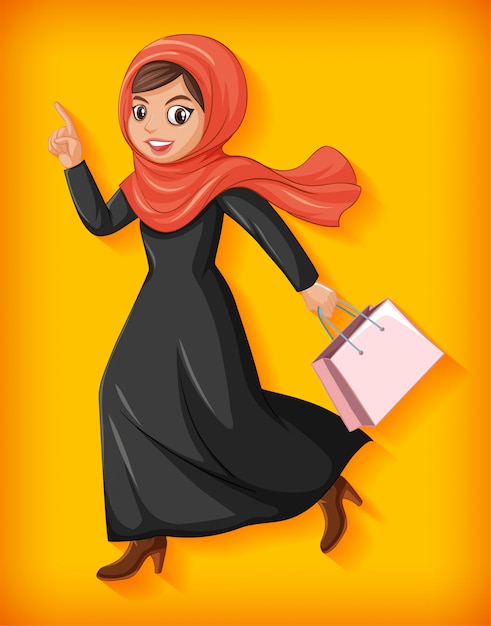 Free Vector beautiful arabic lady cartoon character