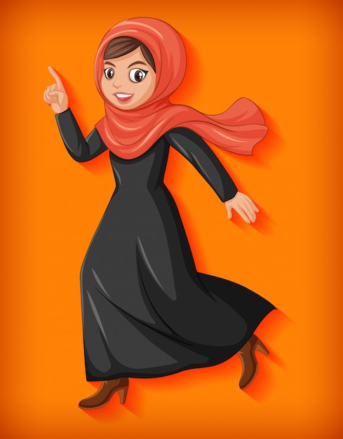 Free Vector beautiful arabic lady cartoon character