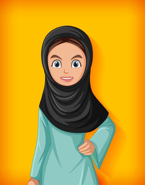 Beautiful arabic lady cartoon character