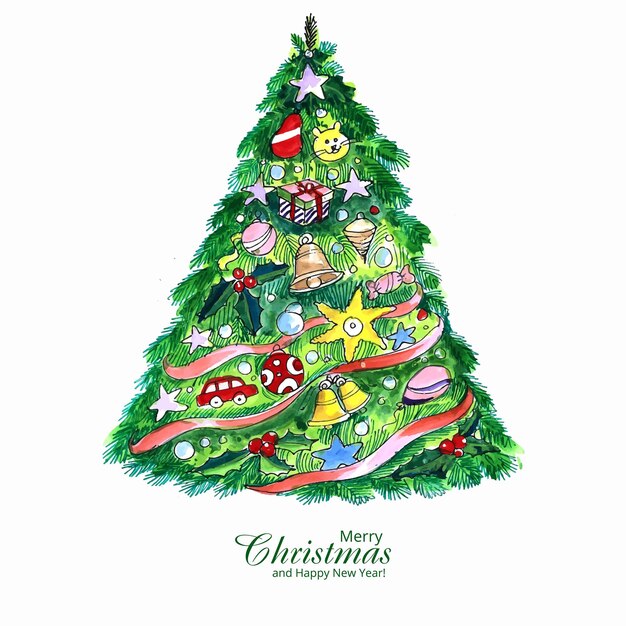 Beautiful artistic christmas tree card design