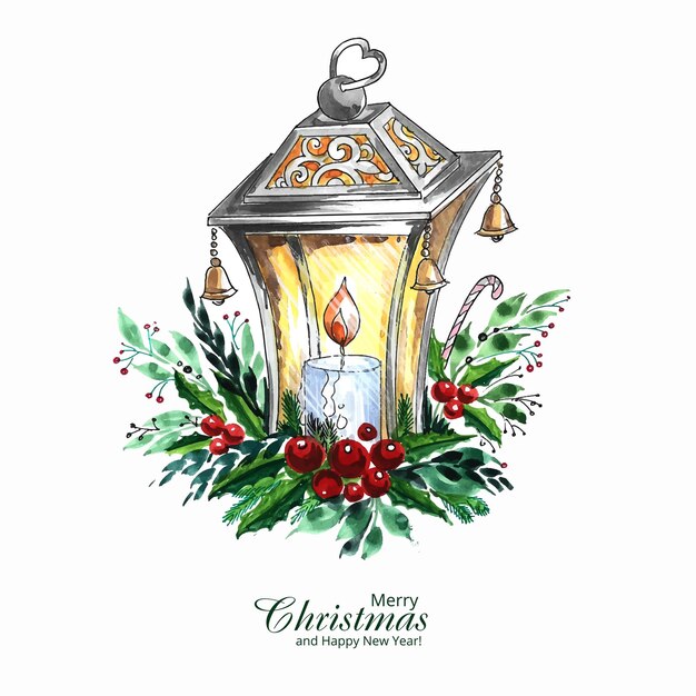 Beautiful artistic decorative christmas lantern card background