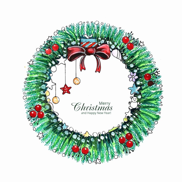 Beautiful artistic decorative christmas wreath card design