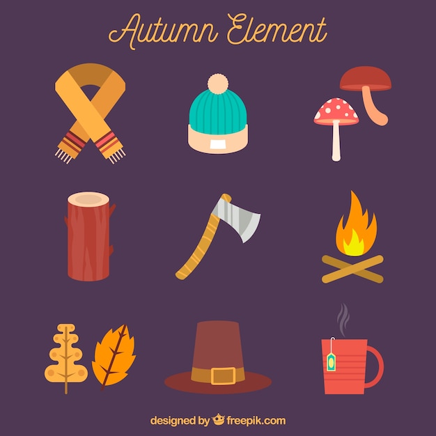 Free Vector beautiful autumn elements