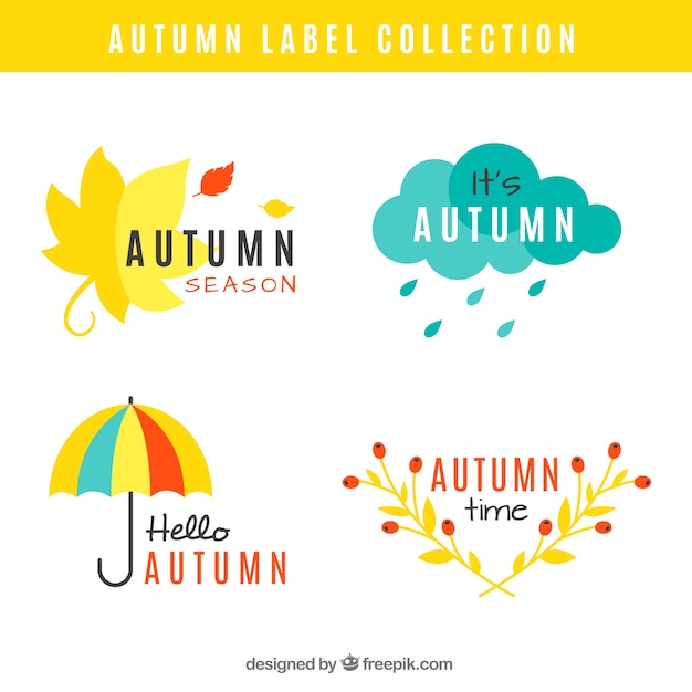 Free vector beautiful autumn label collection