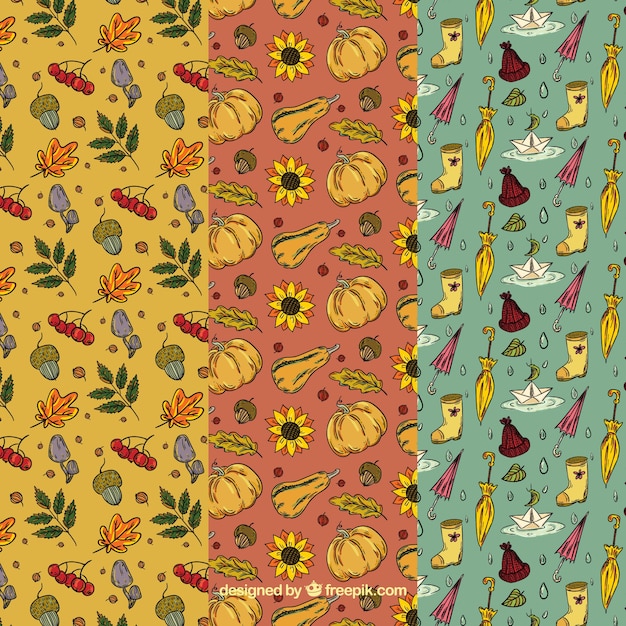 Free Vector beautiful autumn pattern collection