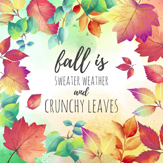 Free vector beautiful autumn quote background