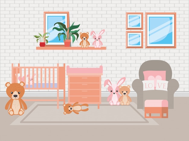 Beautiful baby bed room scene