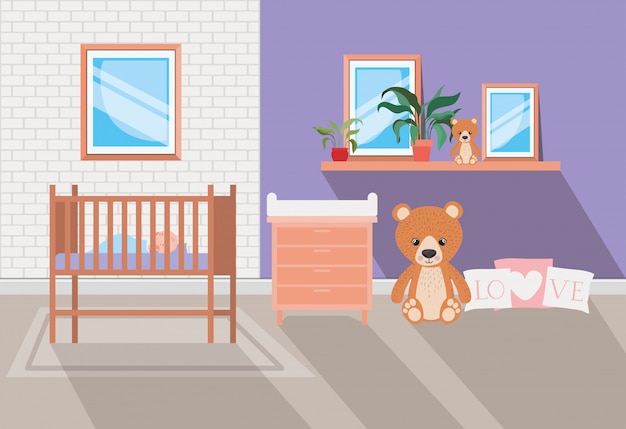 Beautiful baby bed room scene