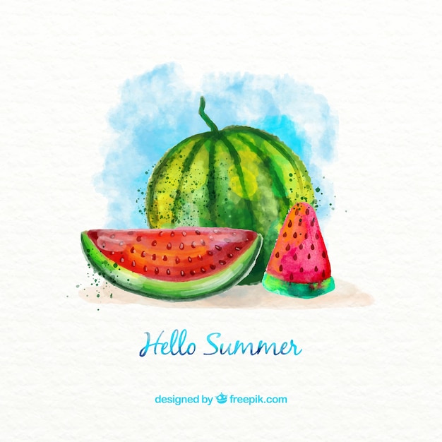 Free Vector beautiful background of watercolor watermelon