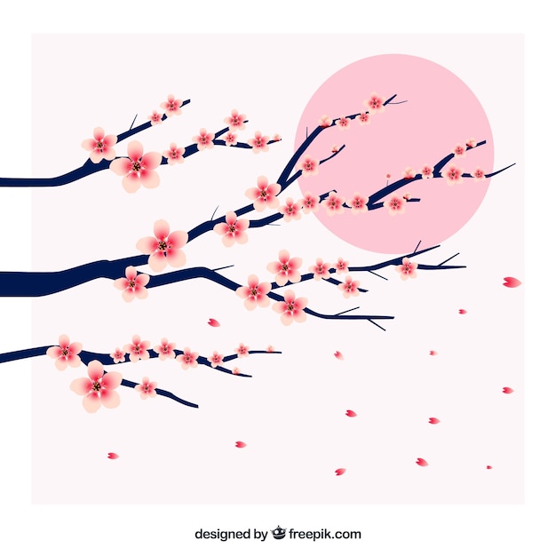 Free Vector beautiful background with branches in bloom