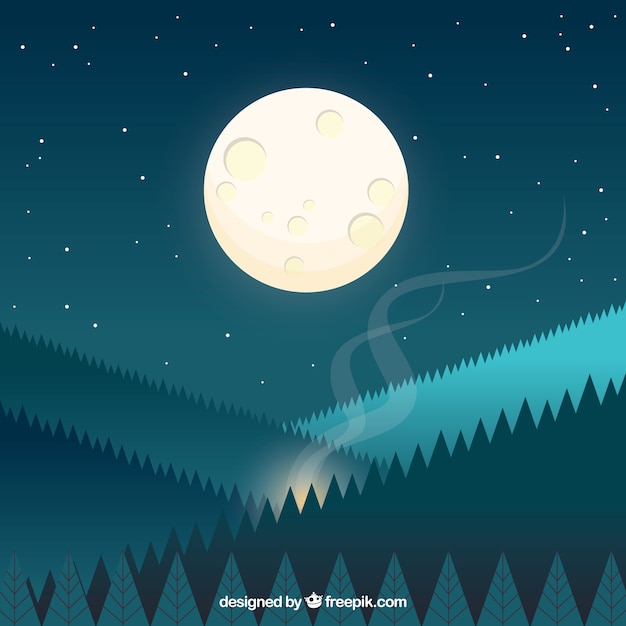 Free Vector beautiful background with full moon