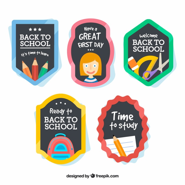 Free Vector beautiful badges for school