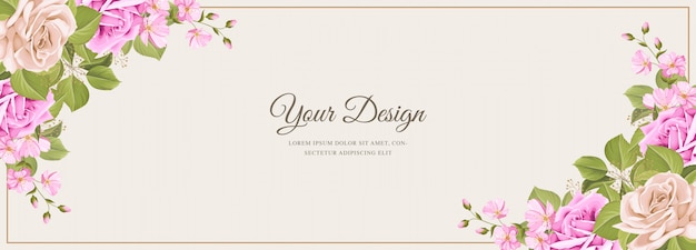 beautiful banner floral and leaves template