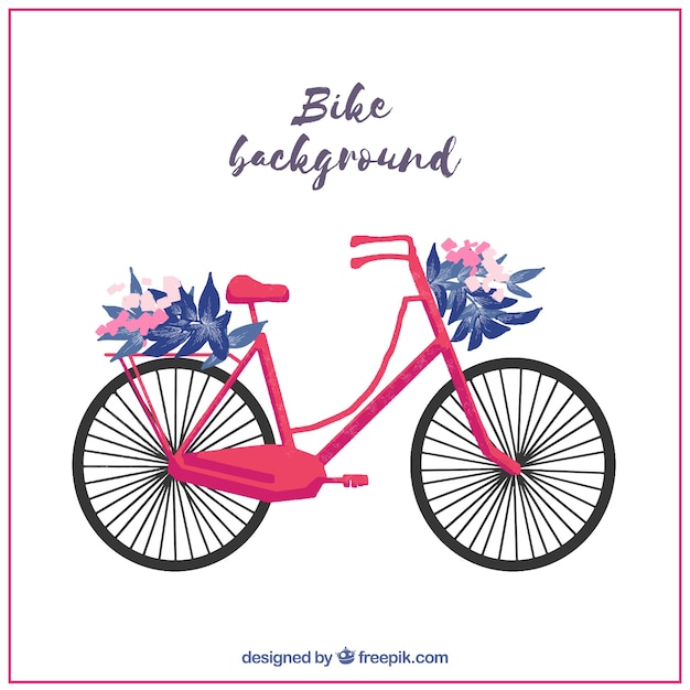 Free Vector beautiful bicycle background with floral ornament