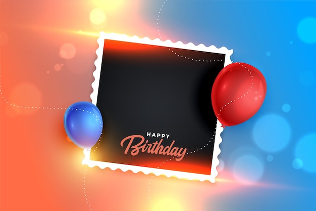 Beautiful birthday photo frame banner with balloons