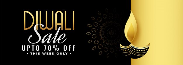 Beautiful black and gold diwali festival sale banner 