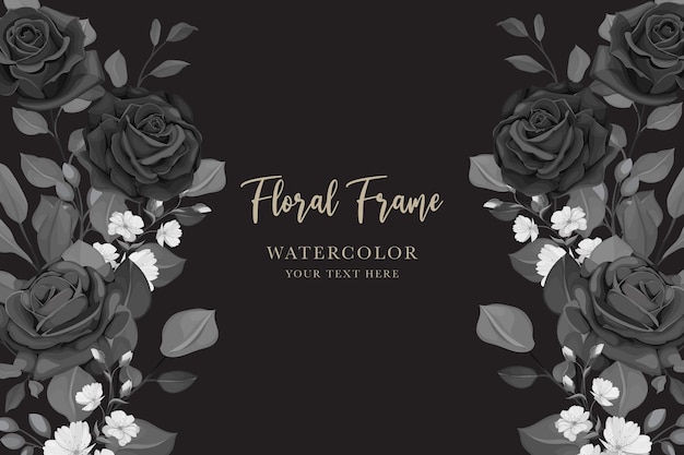 beautiful black roses background and frame design