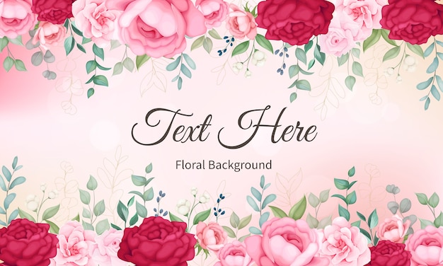 Beautiful blooming floral and leaves background