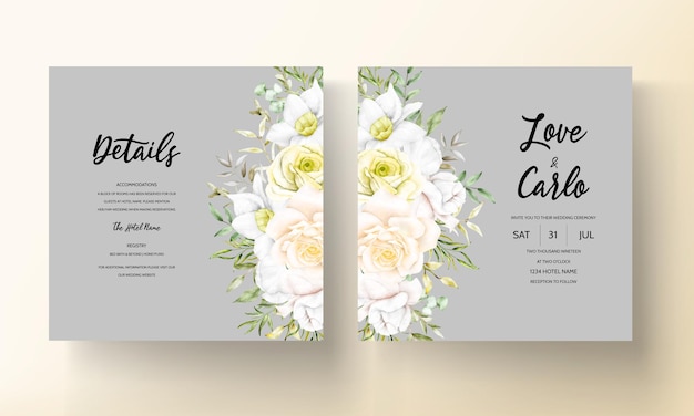 Free Vector beautiful blooming flower wedding invitation card