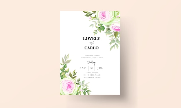 Beautiful blooming rose flower wedding invitation floral design